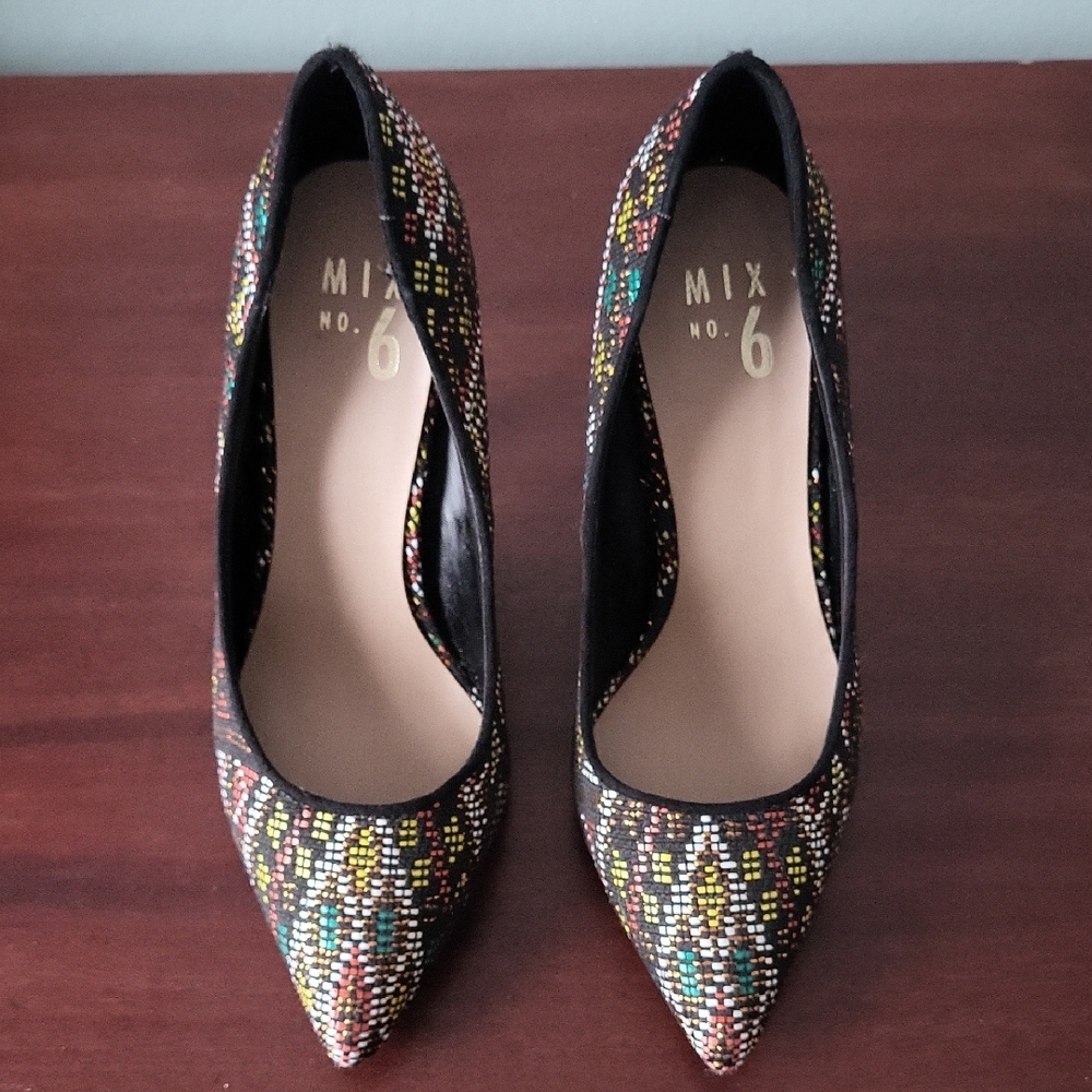 Mix No. 6 Multicolor Patterned Pointed Toe High H… - image 2